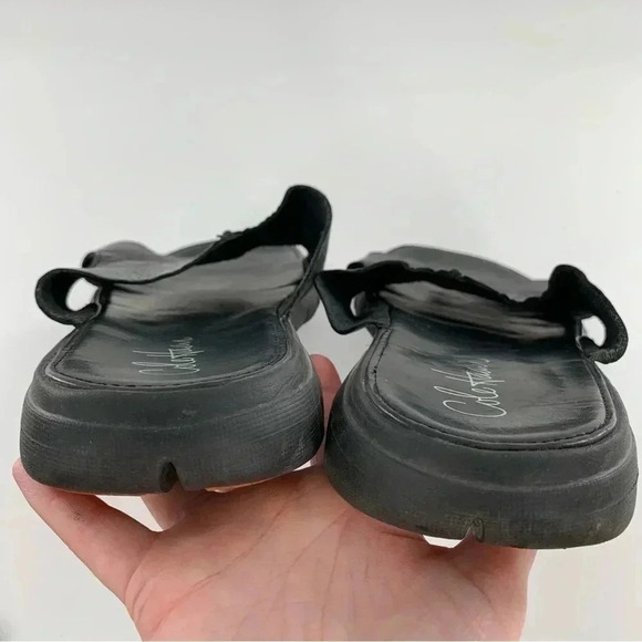 Cole haan mens sandals size 12 black leather Nike lab comfort slides